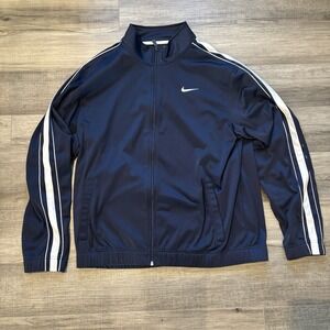 Men's Nike Full-Zip Track Style Jacket | Size Large | Navy Blue & White